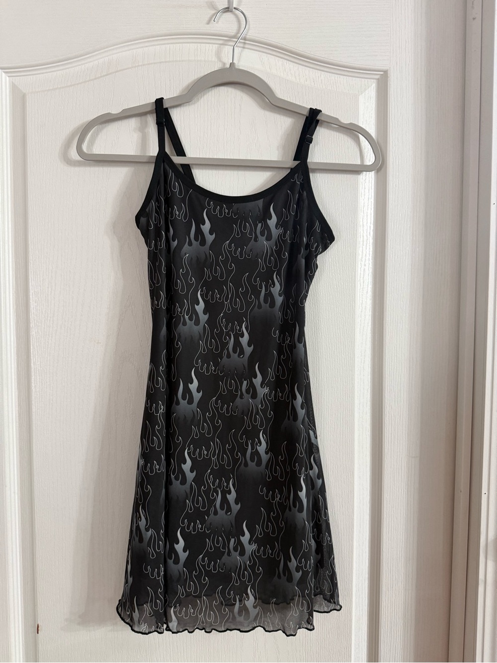 Current Mood Black Silver Flames Mesh Lined Dress Sz S. MY-267